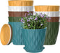 10 Pack 5 Inch Plant Pots with Drainage and Saucers, Multicolour Plastic Flower Pots for Indoor and Outdoor Plants, Stackable Nursery Planters for Houseplants and Herbs, Multicolour