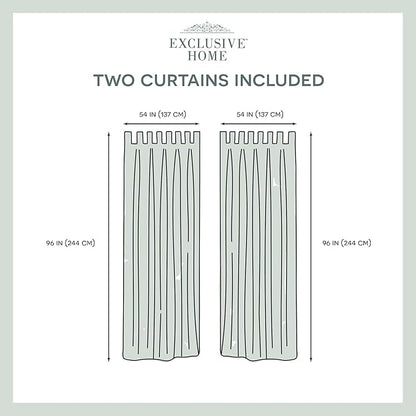 Exclusive Home Cabana Solid Indoor/Outdoor Light Filtering Hook-and-Loop Tab Top Curtain Panel Pair, 54"x96", Vanilla