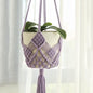 Hanging Planter with Patterns,2Packs Macrame Plant Hangers Indoor Macrame for up to 8 inch Pot Crochet Boho Plant Hanger Holder for Indoor Outdoor with 2S Shaped Stainless Steel Hooks (Purple)