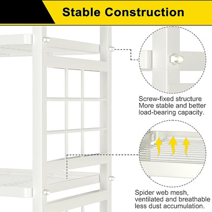 GIOTORENT 6-Wire Garage Shelving Storage Shelves, Metal Shelving Unit Pantry Rack, Kitchen Storage Adjustable Shelf 900Lbs Capacity for Laundry Kitchen Bathroom Organizer(White)
