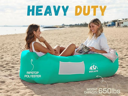 WEKAPO Inflatable Couch Air Lounger Chair - Camping & Beach Accessories, Portable Blow up Sofa for Hiking, Lawn, Indoor/Outdoor Movies & Music Festivals. Lightweight and Easy to Set Up Air Hammock