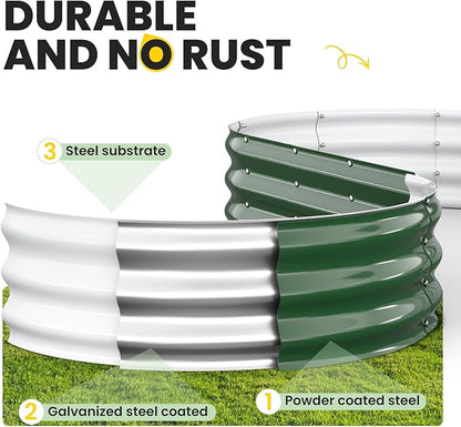 Galvanized Raised Garden Bed 6x3x1 FT, Oval Metal Raised Garden Bed Outdoor Planter Box with Open Bottom, Rust-Resistant Steel Garden Bed for Vegetables Herbs Flowers, Easy Assembly