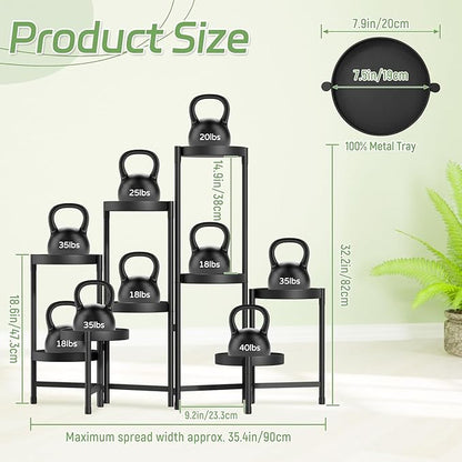 iDavosic.ly Plant Stand Indoor Outdoor, 9 Tier Corner Metal Flower Display Holder Shelf, Easy Assembly Folding Tall Orchid Rack for Patio Balcony Porch Garden Living Room House, Black