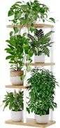 Bamworld Plant Stand Indoor, Corner 4 Tier Metal Plant Shelf for Multiple Plants, Tiered Flower Pot Stands for Patio Garden Balcony Living Room Bedroom, White