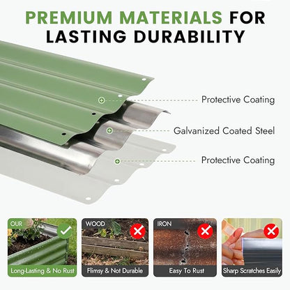 INNO STAGE 2Pcs Galvanized Raised Garden Bed Kit, 6x3x1FT Metal Raised Garden Beds for Vegetables, Rust-Resistant & Easy Assembly, Outdoor Raised Beds for Gardening, Flowers, Herbs (Green)