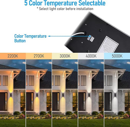 LEONLITE 5CCT Dimmable LED Up Down Wall Light, 100-277V, CRI 90+, IP65 Waterproof, 10%-100% Dimmable for Commercial Outdoor, 14 Inch Modern Porch Light, 2200K/2700K/3000K/4000K/5000K, Pack of 2