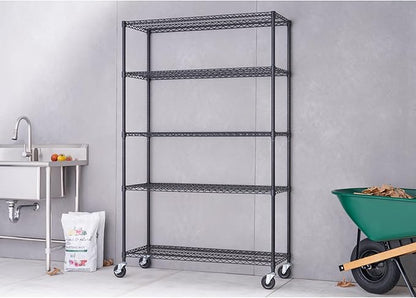 TRINITY 5-Tier Outdoor Wire Shelving Rack, 48in. x 18in. x 72in., Model# NTBTGBK-0975