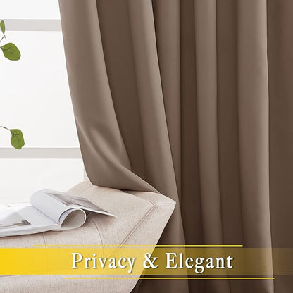 NICETOWN Blackout Blinds for Patio Door, Sliding Door Insulated Blackout Curtains, Extra Wide Curtain with Grommet Top for Villa/Hall/Parlor (Cappuccino, 1 Panel, 80” W x 108“ L)