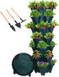 GameXcel Vertical Planter 7 Tier Stackable Planters Garden Planters Strawberry Herb Flower and Vegetable Planter Indoor Outdoor Gardening Pots with Removable Wheels and Tools - Green