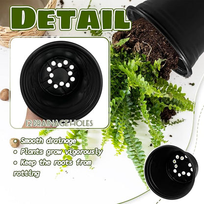OJYUDD 120 Pcs 0.5 Gallon Black Plastic Plant Nursery Pots,Plant Seedling Pots with Drainage Holes,Black Flower Planting Container for Seedlings Transplanting,Planting,Succulent