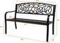 Metal Garden Bench 50 Inch Black with Plastic Backrest