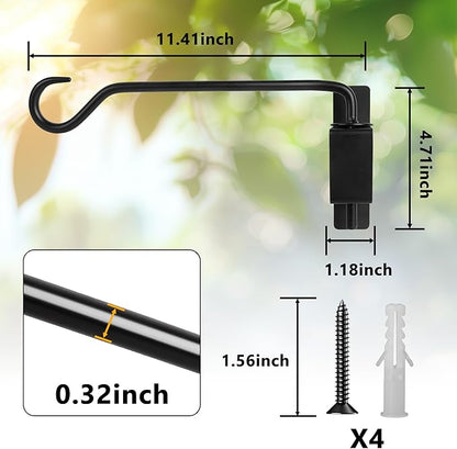 2PCS Wall Mounted Plant Hanger, Indoor/Outdoor Decorative Hook for Hanging Plants, Windchime, Baskets – Rustic Iron Plant Holder, Ideal Wall Décor, Ceiling Hooks for Indoor Garden- (12in)