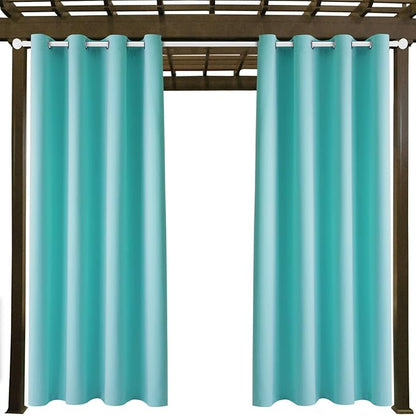 DIVA EN CAMINO DEC Outdoor Patio Curtain Waterproof Darkening Thermal Insulated Indoor Curtains for Bedroom, Porch, Living Room, Pergola, Cabana, W52 x L132, Teal Blue, Set of 2 Panels