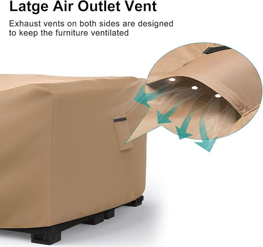 Furniture Set Cover, Waterproof Polyester, Brown, 118 x 57 x 28 Inch