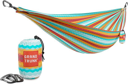 GRAND TRUNK TrunkTech Double Hammock | Ultra-Strong & Lightweight | 11 ft Hammock with Ripstop Nylon | 500 lb Capacity | Fast-Drying & Weather-Resistant | Eclipse