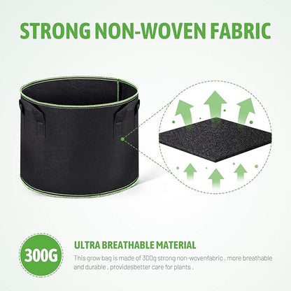 Delxo 10 Pack 20 Gallon Plant Grow Bags Heavy Duty Aeration Fabric Pots Thickened Nonwoven Plant Grow Bags with Handles