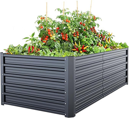 Ohuhu 6x3x1.9FT Metal Raised Garden Bed Outdoor, Reinforced Galvanized Steel Rustproof Planter Box, 100% Non-Toxic, 256 Gal Large Capacity Heavy Duty Raised Beds for Growing Vegetables Flowers Herbs