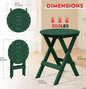Dining Table, Folding Outdoor 24.5-Inch HDPE, Dark Green
