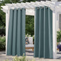 NICETOWN Greyish Blue Outdoor Curtains for Patio Waterproof, Stainless Steel Silver Grommet Thermal Insulated Blackout Outdoor Room Darkening Drapes for Front Porch, W52 x L108, 1 Panel