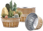 vensovo 10 Inches Brown Metal Rustic Plant Pots - 4 Pcs Large Shallow Galvanized Planters with Drain Hole and Rubber Plug, Rustproof Tin Bucket Succulent Pot Indoor Farmhouse Vintage Style for Decor
