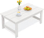 SERWALL HDPE Patio Coffee Table, Rectangle Outdoor Coffee Table, All-Weather Coffee Side Table for Balcony, Poolside, Deck, Garden, White