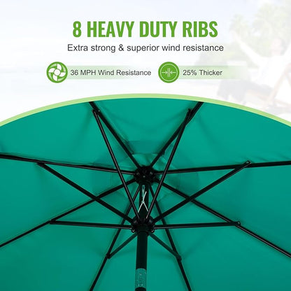 Backyard Expressions 9 ft. Patio Umbrella, Market Table Umbrella w/Tilt and Crank, 8 Ribs