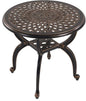 Cast Aluminum Outdoor Side Table, All Weather Round Small Coffee Table for Patio,Park,Lawn,Yard (21" Bronze)