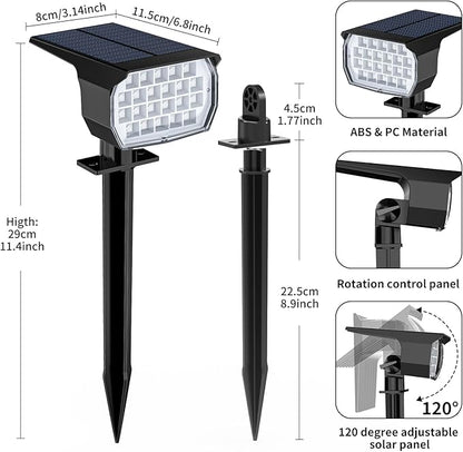 Solar Spot Lights Outdoor Color Changing, [7 Mode/2 Pack] Christmas Landscape Spotlights, Solar Lights Outdoor Waterproof, Solar Led Powered Flood Light for Outside Pathway Yard Garden Walkway