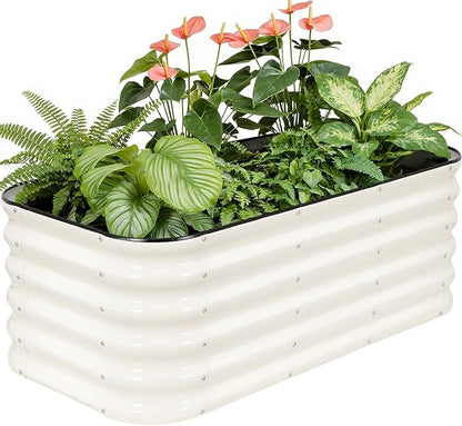 4×2×1.4FT Galvanized Raised Garden Bed Outdoor, Metal Raised Garden Bed Kit, Large Planter Raised Beds, 3 In1 Modular Raised Planter Box Outdoor,Raised Beds for Gardening for Vegetables Flowers Herbs