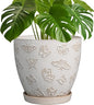 Ceramic Planter 8 Inch - White Plant Pot with Drainage Hole and Saucer Modern Flower Pot for Indoor Outdoor Plants