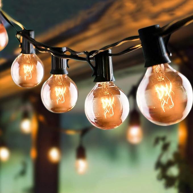 String Lights 100 Ft Outdoor Waterproof with 105 G40 Warm White Bulbs
