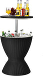 Tangkula Outdoor Cool Bar Table, Rattan Patio 8 Gallon Beer and Wine Cooler, All-Weather Ice Bucket w/Height Adjustable Top, Drainage Plug, 3-in-1 Cocktail Coffee Table for Party, Picnic (Black)