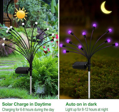 Kohlrabi Solar Garden Lights Outdoor, 4 Pack 40 LED Solar Purple Firefly Lights Waterproof, Sway by Wind, Halloween Swaying Light for Yard Patio Backyard Garden Planter Flower Bed Pathway Decoration