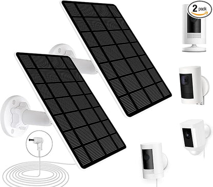 2-Pack 5W 6V Solar Panel for Ring Camera, Solar Charger Compatible with Spotlight Cam Plus/Pro(Battery), Stick Up Cam/Pro Spotlight Battery, 13FT Cable with Ring Barrel Adapter to USB-C