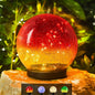 Outdoor Waterproof Solar Gradient Red Globe Lights, Led Solar Round Gazing Balls Ornaments for Lawn Garden Patio Table Art Decoration, Back Yard Landscape Illuminated Cracked Glass Sphere Light Orbs