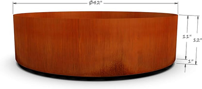 Plantercraft Large Round Planters for Outdoor Plants 42 Inch | Extra Large Corten Steel Planter for Patios & Landscapes | Modern Metal Planter