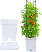 Growing Vegetable Planter Pot 3 Packs, 15 * 14.2 Inches Deep Rectangle Pots for Vegetable Fruit Flower, Large Planters with Trays, for Patio Garden Balcony Home Porch Yard Indoor Outdoor (White)