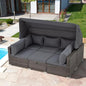 HOMREST 6 Pieces Patio Furniture Sets, Outdoor Daybed with Canopy, Rattan Outdoor Sectional Sofa Set with Adjustable Backrest, Chaise Chair Sunbed for Garden Poolside Backyard（Gray）