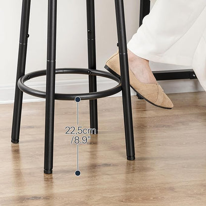 HOOBRO Bar Stools, Set of 4 Bar Chairs, Kitchen Round Height Stools with Footrest, Breakfast Bar Stools, Sturdy Steel Frame, for Dining Room, Kitchen, Party, Easy Assembly, Rustic Brown BF03BYP401N1