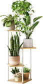 Tall Plant Stand Indoor 5 Tiered Plant Shelf for Multiple Plants Coner Shelf Stand Wood Plant Stand Metal Shelving for Living Room Bedroom Balcony Patio White