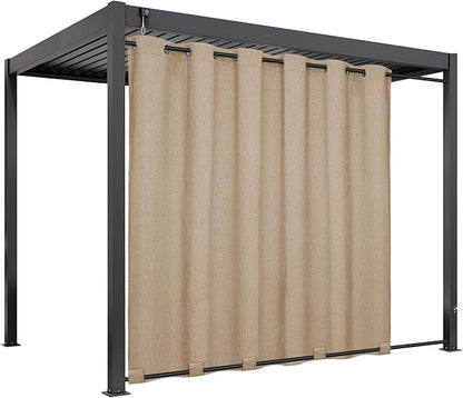 Easy-Going Linen Look Outdoor Curtains Waterproof Windproof Porch Curtains, Soft Thicken Outdoor Privacy Curtains for Patio, Gazebo, Grommet Top and Tab Bottom Drape, 1 Panel, 110x96 inch, Beige