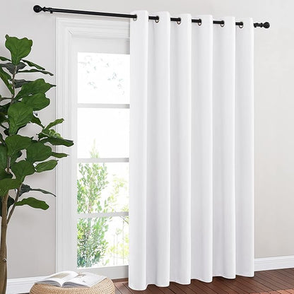 NICETOWN Room Divider Curtain 132 Inches Long, Wide Blackout Sliding Door Curtain for Bedroom, Room Darkening Privacy Window Curtain for Patio Door (1 Panel Set, White, 80 x 132 Inch)