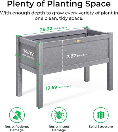 TT Nature HDPE Raised Garden Bed with Legs, Outdoor Elevated Planter Box for Vegetables, Herbs & Flowers, Weather-Resistant Raised Garden Beds for Patio, Balcony & Backyard Gardening