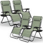 Nestl Zero Gravity Chairs Set of 4, Patio Lounge Chair Outdoor with Pillows & Cup Holder Trays, Adjustable Steel Mesh Reclining Camping Chair, Folding Patio Lawn Chair for Deck, Beach - Sage Green