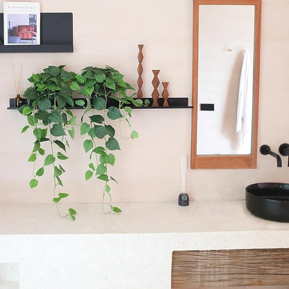alyptus Fake Pothos Hanging Plants – 33" Set of 2 Faux Ivy Vines with Pots Realistic Silk Devil’s Ivy for Indoor Décor Low Maintenance Artificial House Plants for Home Bathroom or Office - Green