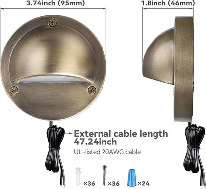 LEONLITE 12-Pack Update 5CCT LED Low Voltage Deck Lights, 180LM 3.74inch Landscape Step Railing Fence Light, 12-24V AC/DC, CRI90, Die-cast Aluminum Housing & Frosted Glass Lens, UL Cord, Bronze