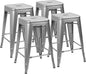 Devoko Metal Bar Stools 24" Indoor Outdoor Stackable Barstools Modern Style Industrial Vintage Counter Bar Stools Set of 4 (24 inch, Silver)