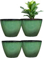 4 Pack 8 inch Plant Pots, Plastic Planter for Indoor Outdoor Plant with Drainage Holes and Saucers, Flower Pots for Garden Home Decor(Green, 4pcs)