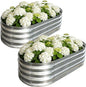 Galvanized Raised Garden Bed Outdoor, Large Raised Bed for Gardening, 2Pcs 4x2x1ft Oval Metal Planter Box for Vegetables, Fruits, Flowers, Silver