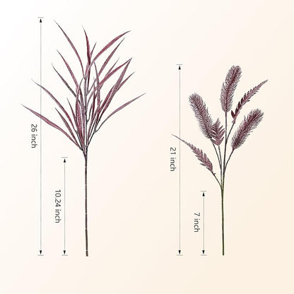 7 PCS Artificial Stems Fake Plants for Spring Summer Decor, 26 in Fake Leaves Greenery Branches Purple Silk Flowers Faux Foliage DIY Stems for Vase Home Kitchen Farmhouse Indoor Table Centerpiece